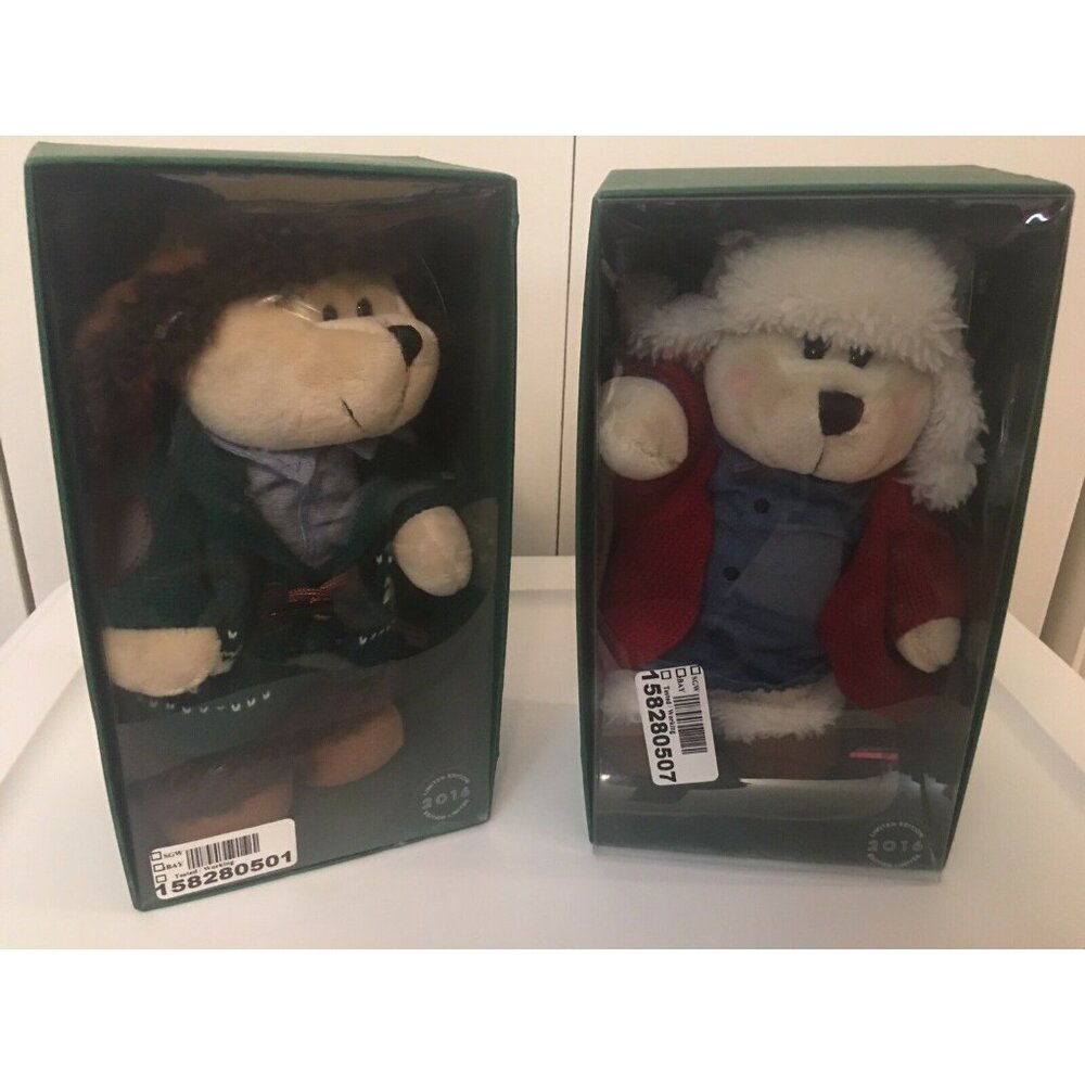 New 2016‎ Starbucks Limited Edition Christmas  Bearista Teddy Bears Plush 1 set